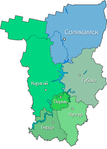 Карта филиалов РИНО в Пермском крае